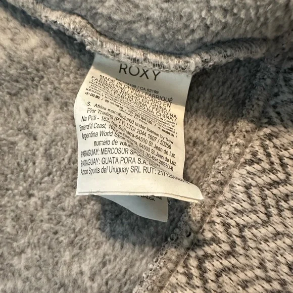 Roxy Gray Herringbone Zip Up — Size M - Picture 4 of 5